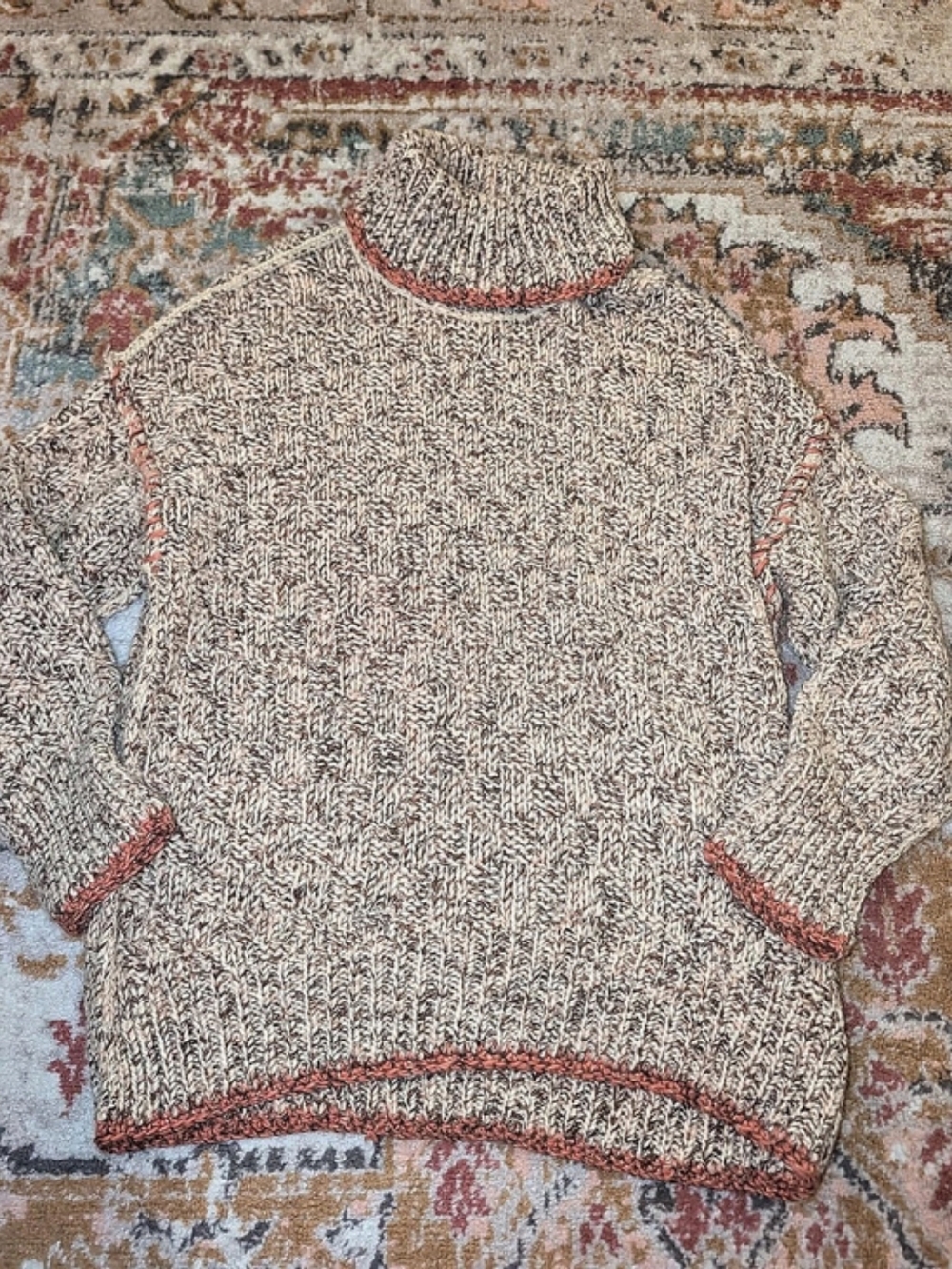 Free People Pullover Women's S Marled Turtleneck Sweater Fall Chunky Cable Knit
